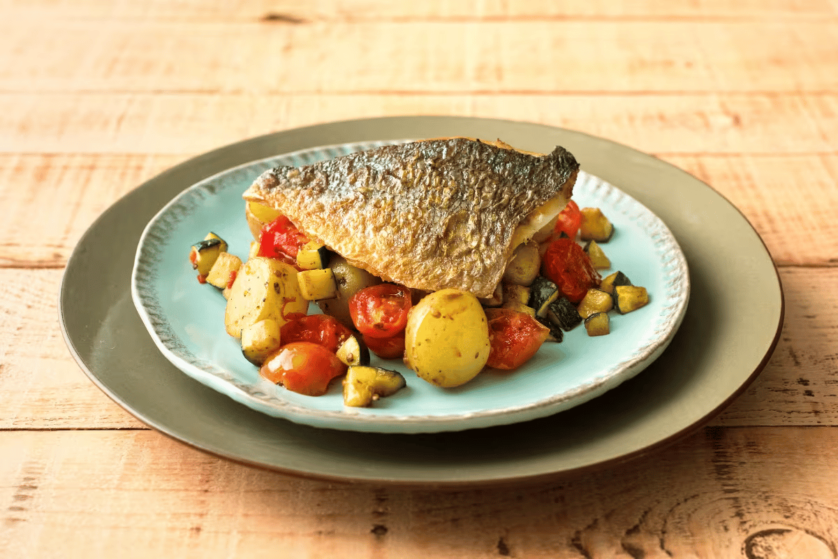 Baked Sea Bream With Mediterranean Vegetables