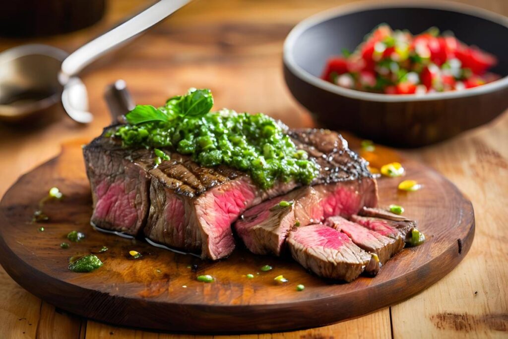 bavette steak sous vide with salsa verde