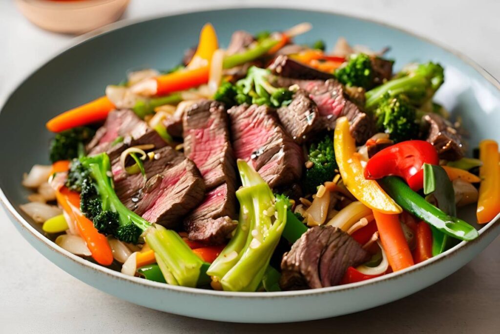 bavette steak stir fry with vegetables