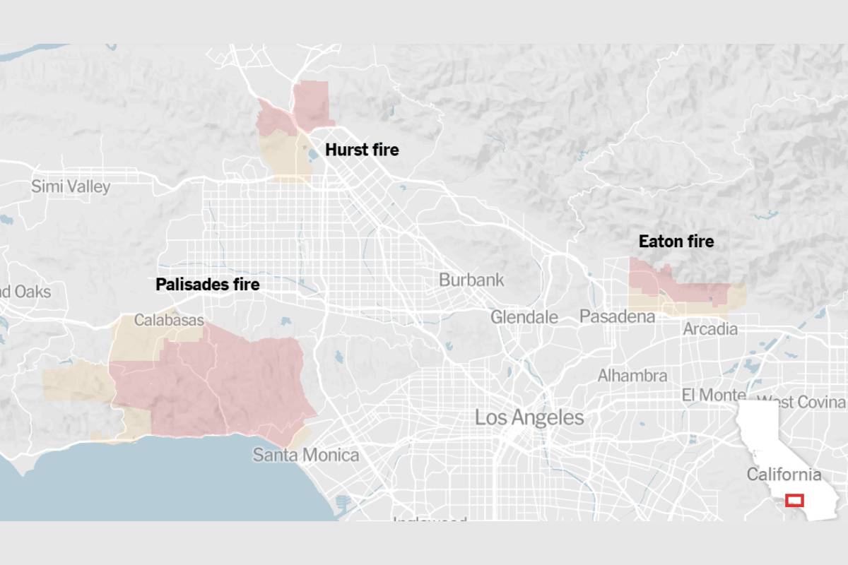 pacific palisades wildfires spread location