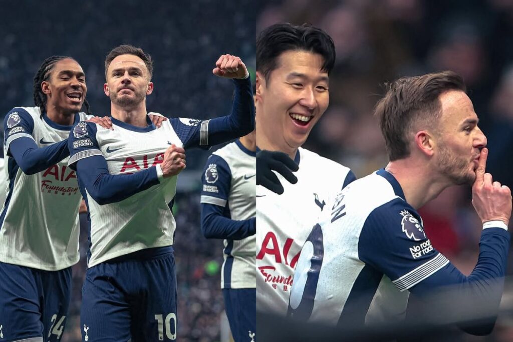 tottenham vs man united match - spurs win with james maddison key goal